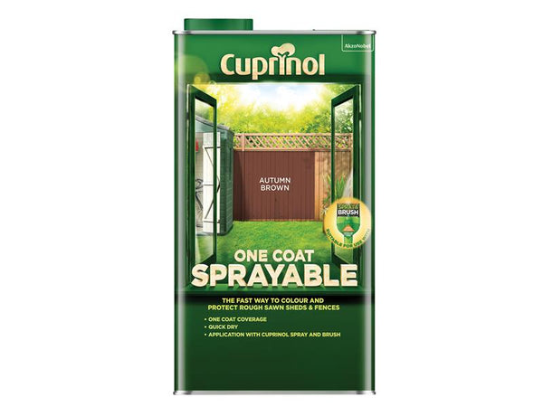 Cuprinol One Coat Sprayable Fence Treatment Autumn Brown 5 litre – – Now available at MTN Shop UK.
