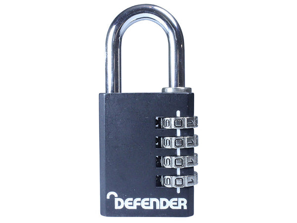 DEFENDER Black Die-Cast Combination Padlock 40mm – – Now available at MTN Shop UK.