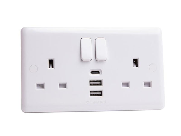 Deta Vimark Switched Socket 2-Gang + 3 USB Ports 13A – – Now available at MTN Shop UK.