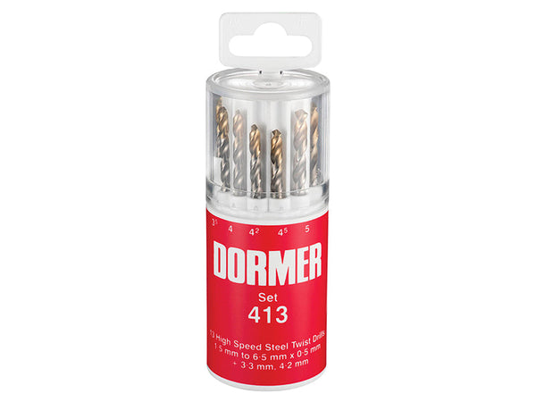 Dormer A094 No.413 HSS TiN Coated Drill Set of 13 1.5- 6.50mm x 0.5mm – – Now available at MTN Shop UK.