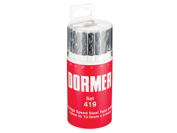 Dormer A191 No.419 Metric HSS Drill Set of 19 1.0-10.0 x 0.5mm – – Now available at MTN Shop UK.