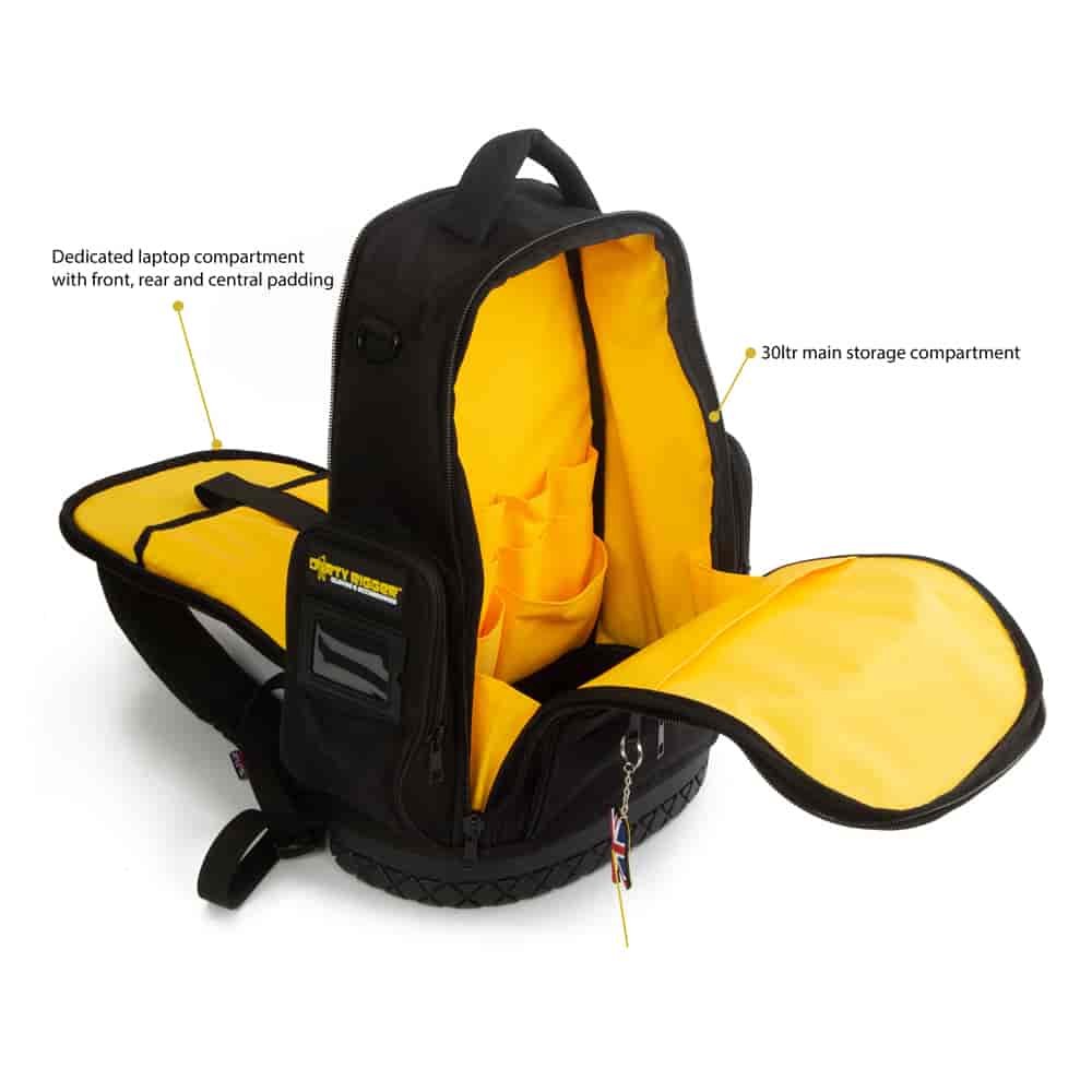 Dirty Rigger Technicians Backpack – The Dirty Rigger Gear Bag has 12 liters of space for tools, tablets, and more. This padded tool bag with shoulder strap is ideal for riggers, construction use, and more. – Now available at MTN Shop UK. - imagen 4