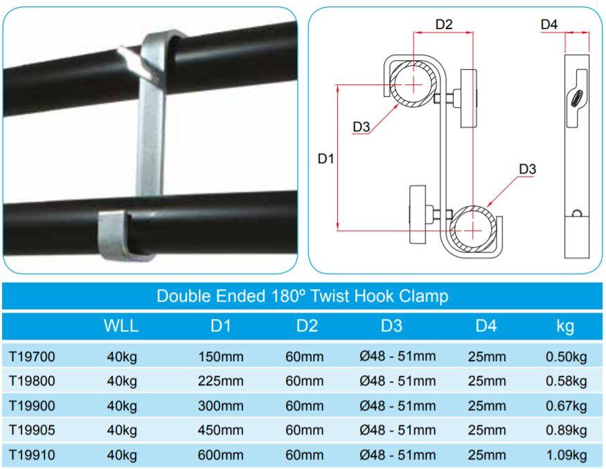 Doughty Double Ended 180° Twist Hook Clamp: Fits⌀48-51mm- MTN Shop EU - imagen 3