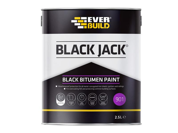 Everbuild Black Jack® 901 Black Bitumen Paint 2.5 litre – – Now available at MTN Shop UK.