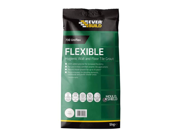 Everbuild 730 Uniflex Hygienic Tile Grout Ivory 5kg – – Now available at MTN Shop UK.