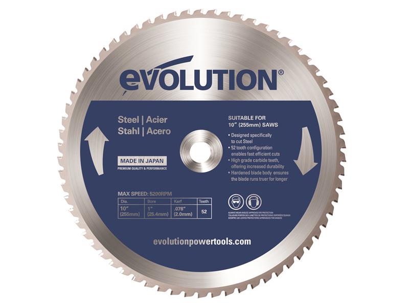 Evolution Mild Steel Cutting Mitre Saw Blade 255 x 25.4mm x 52T – – Now available at MTN Shop UK. - imagen 2