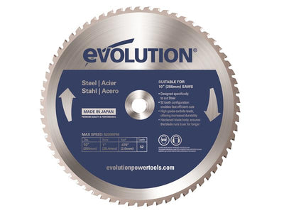 Evolution Mild Steel Cutting Mitre Saw Blade 255 x 25.4mm x 52T – – Now available at MTN Shop UK.