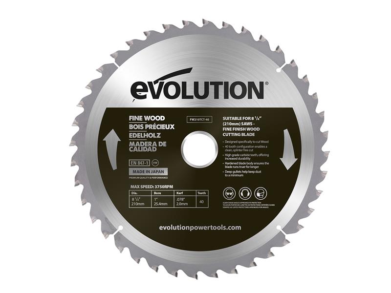 Evolution Fine Wood Mitre/Table Saw Blade 210 x 25.4mm x 40T – – Now available at MTN Shop UK. - imagen 2