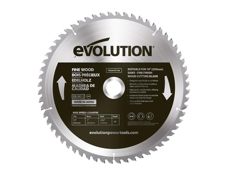 Evolution Fine Wood Mitre/Table Saw Blade 255 x 25.4mm x 60T – – Now available at MTN Shop UK. - imagen 2