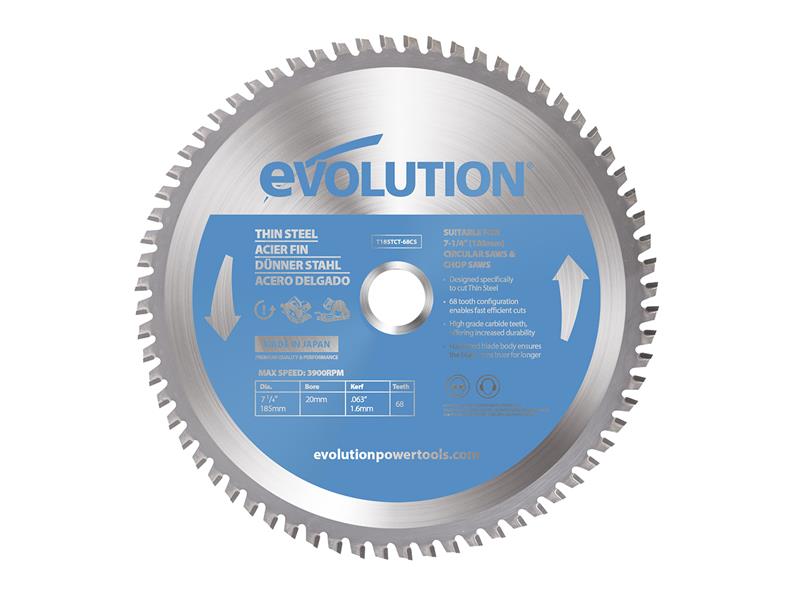 Evolution Thin Steel Cutting Circular Saw Blade 185 x 20mm x 68T – – Now available at MTN Shop UK. - imagen 2