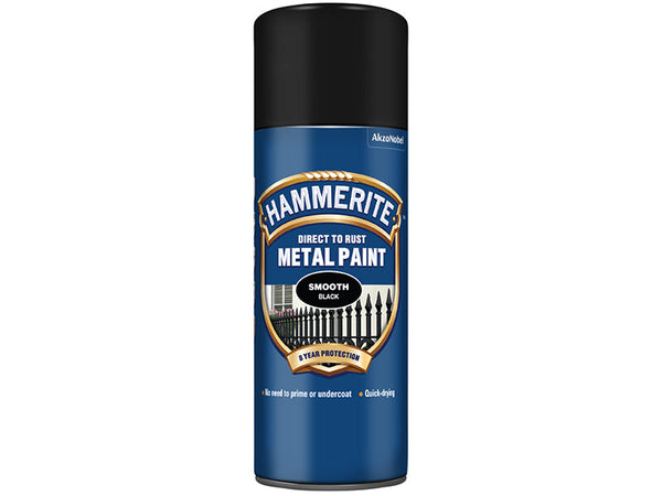 Hammerite Direct to Rust Smooth Finish Aerosol Black 400ml – – Now available at MTN Shop UK.