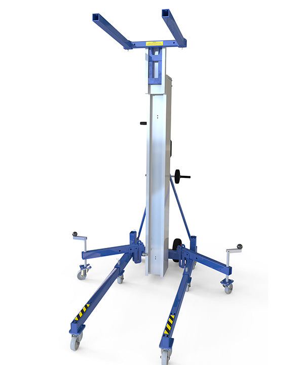 Kuzar Industrial Lifter 300kg/7.3m with 100kg Counter Weight & Basket - HAMMER 73CW – Kuzar lifter 300KG- a robust industrial stacker with Counter Weight basket and 100kg of weight included. Made in Spain, the HAMMER 73CW Lifter has been designed for vertically lifting loads, and horizontal movements with the load lifted at minimum height. This stacker with an impressive 300kg capacity has high-quality wheels for easy movement and a powerful winch for efficient lifting whilst remaining compact and agile. Co - imagen 3