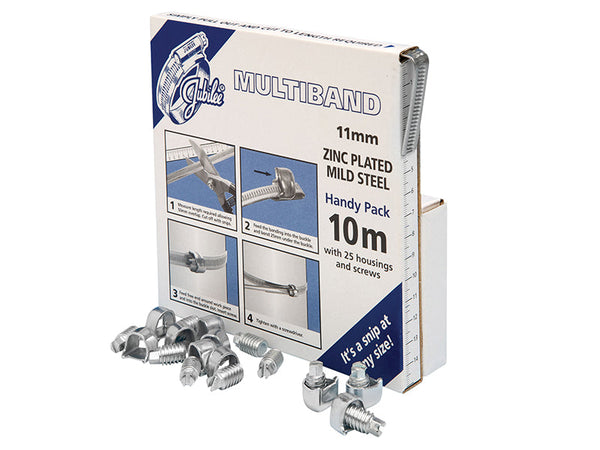 Jubilee® Multiband Mild Steel Handy Pack 11mm (10m + 25 Housings/Screws) – – Now available at MTN Shop UK.