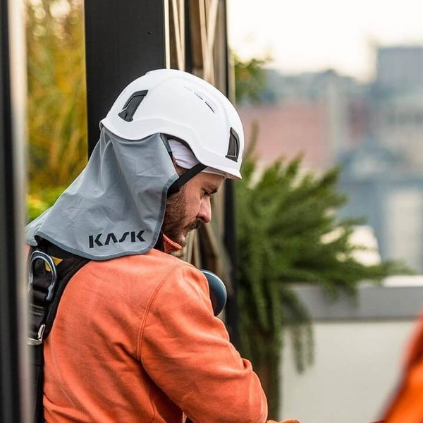 KASK Zenith Helmet Neck shades – Compatible exclusively with Zenith Helmets, the KASK Neck Shade, with UPF 50+, protects an individual’s neck and ears from harmful UV exposure. Shop now for the KASK Neck Shade, available in both grey and orange Hi-Viz. – Now available at MTN Shop UK.