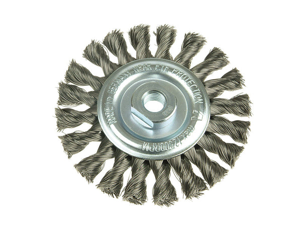 Lessmann Knot Wheel Brush 115 x 14mm M14 Bore, 0.35 Steel Wire – – Now available at MTN Shop UK.