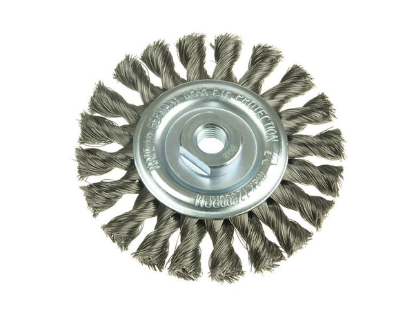 Lessmann Knot Wheel Brush 115 x 14mm 22.2mm Bore, 0.50 Stainless Steel Wire – – Now available at MTN Shop UK.