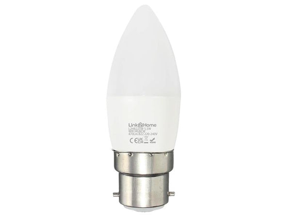 Link2Home Wi-Fi LED BC (B22) Opal Candle Dimmable Bulb, White + RGB 470 lm 5.5W – – Now available at MTN Shop UK.