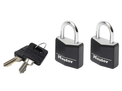 Master Lock Aluminium Black Vinyl Cover 20mm Padlock 3-Pin - Keyed Alike x 2 – – Now available at MTN Shop UK.