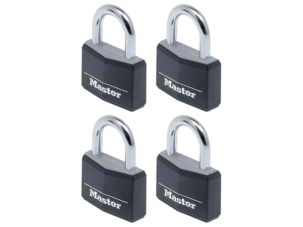 Master Lock Aluminium Black Vinyl Cover 40mm Padlock 4-Pin - Keyed Alike x 4 – – Now available at MTN Shop UK.