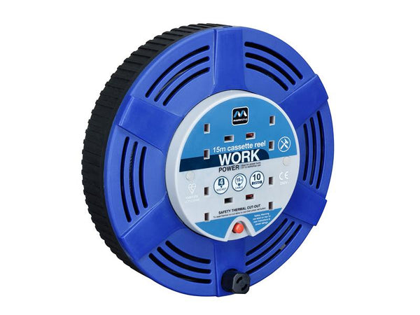 Masterplug Cassette Cable Reel 240V 10A 4-Socket Thermal Cut-Out Blue 15m – – Now available at MTN Shop UK.