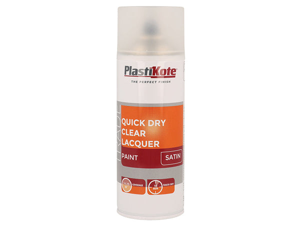 PlastiKote Trade Quick Dry Clear Lacquer Spray Satin 400ml – – Now available at MTN Shop UK.
