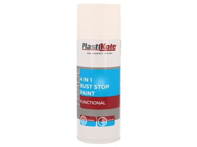 PlastiKote Trade 4-in-1 Rust Stop Spray Paint White 400ml – – Now available at MTN Shop UK.