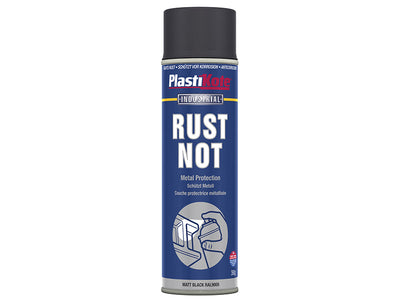 PlastiKote Rust Not Spray Matt Black 500ml – – Now available at MTN Shop UK.
