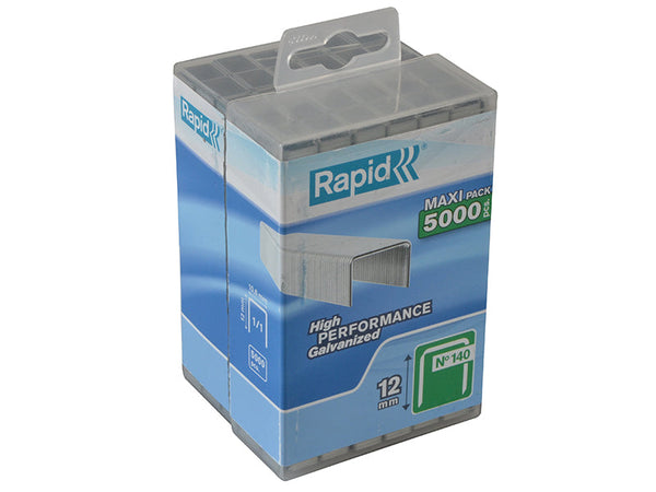 Rapid 140/12 12mm Galvanised Staples (Poly Pack 5000) – – Now available at MTN Shop UK.