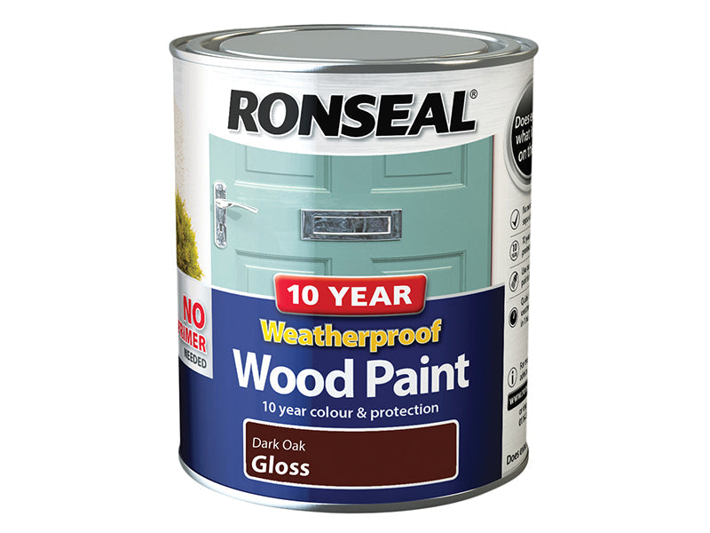 Ronseal 10 Year Weatherproof Wood Paint Dark Oak Gloss 750ml – – Now available at MTN Shop UK.