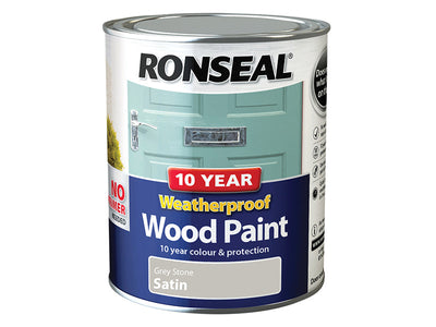 Ronseal 10 Year Weatherproof Wood Paint Grey Stone Satin 750ml – – Now available at MTN Shop UK.