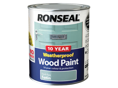 Ronseal 10 Year Weatherproof Wood Paint Duck Egg Blue Satin 750ml – – Now available at MTN Shop UK.