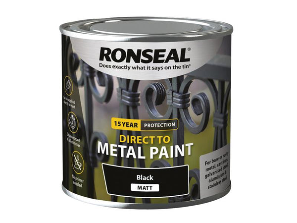 Ronseal Direct to Metal Paint Black Matt 250ml – – Now available at MTN Shop UK.