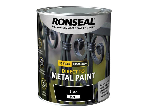 Ronseal Direct to Metal Paint Black Matt 750ml – – Now available at MTN Shop UK.