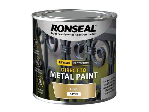 Ronseal Direct to Metal Paint Gold Satin 250ml – – Now available at MTN Shop UK.