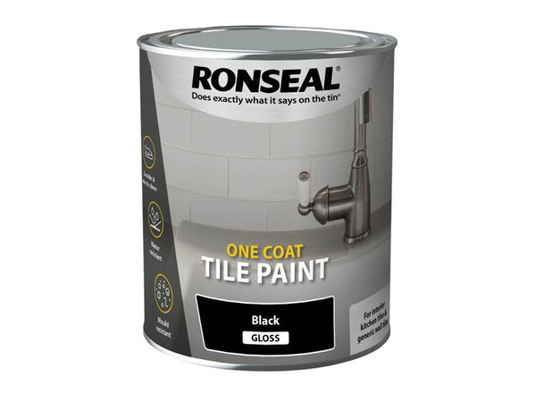 Ronseal One Coat Tile Paint Black Gloss 750ml – – Now available at MTN Shop UK.