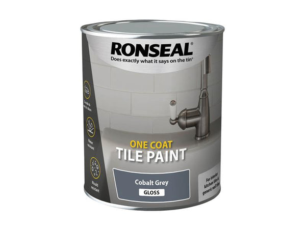 Ronseal One Coat Tile Paint Cobalt Grey Gloss 750ml – – Now available at MTN Shop UK.