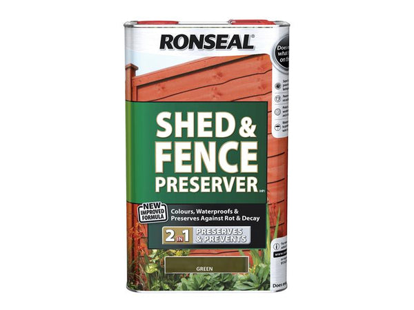 Ronseal Shed & Fence Preserver Green 5 litre – – Now available at MTN Shop UK.