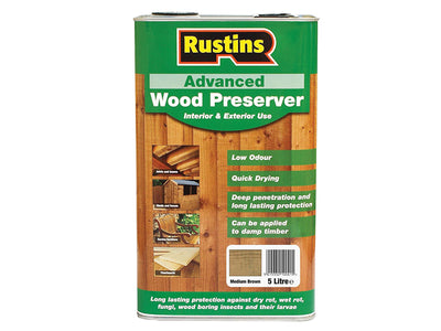 Rustins Advanced Wood Preserver Mid Brown 5 litre – – Now available at MTN Shop UK.
