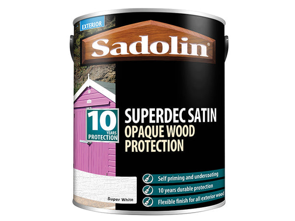 Sadolin Superdec Opaque Wood Protection Super White Satin 5 litre – – Now available at MTN Shop UK.