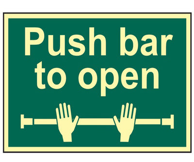 Push Bar To Open - Photoluminescent