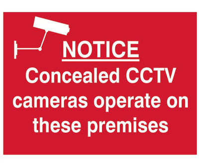 Notice Concealed CCTV Cameras Operate On These Premises