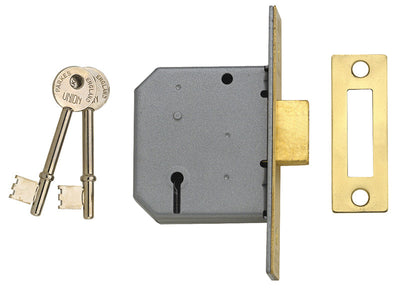 UNION 2177 3 Lever Mortice Deadlock Polished Brass 65mm 2.5in Box – – Now available at MTN Shop UK.