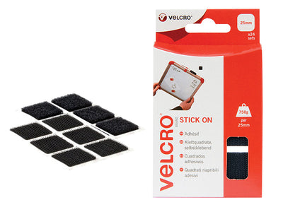VELCRO® Brand VELCRO® Brand Stick On Squares 25mm Black (Pack 24) – – Now available at MTN Shop UK.