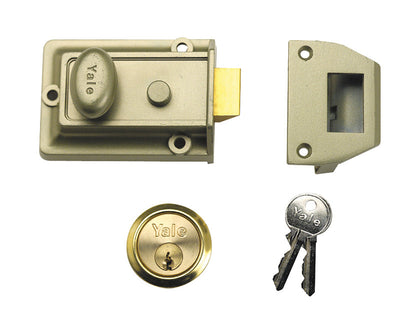 Yale Locks P77 Traditional Nightlatch 60mm Backset Nickel Brass Finish Box – – Now available at MTN Shop UK.