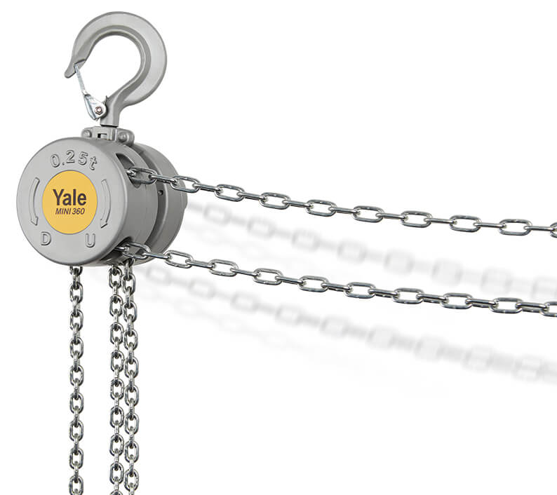 Compact Yale MINI 360 hand chain hoist with die-cast aluminum housing and 360° rotation chain wheel for enhanced safety. - imagen 5