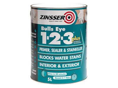 Zinsser Bulls Eye® 1-2-3 Plus Primer, Sealer & Stain Killer White 2.5 litre – – Now available at MTN Shop UK.