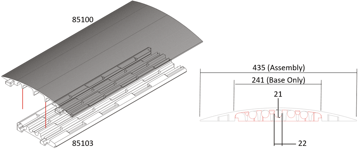 Adam Hall Defender Compact Base - 5 Channels – Made in Germany, this base can combine with cable protector 85100 to form a heavy-duty one with high load capacity to support trucks, forklifts, and other vehicles. – Now available at MTN Shop UK. - imagen 2