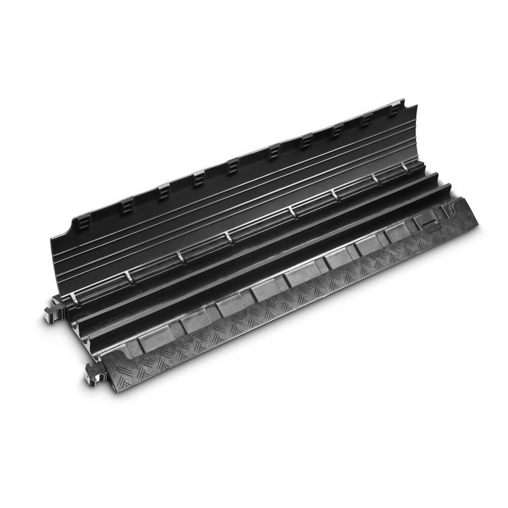 Adam Hall Defender Mini Cable Protector Ramp - 3 Channels – Compact, lightweight 3-channel cable protector with integrated connector plugs and non-slip base; Black/Yellow & Black; Dimensions: 100x29x4.8 cm; Made in Germany – Now available at MTN Shop UK. - imagen 4