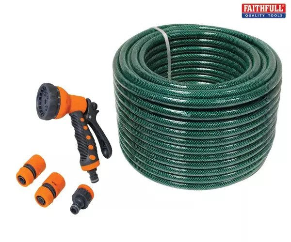 PVC Garden Hose 50m with Fittings & Spray Gun