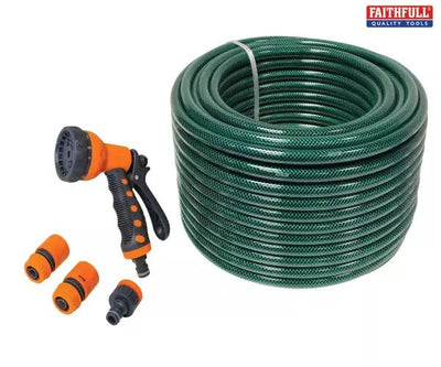 PVC Garden Hose 50m with Fittings & Spray Gun